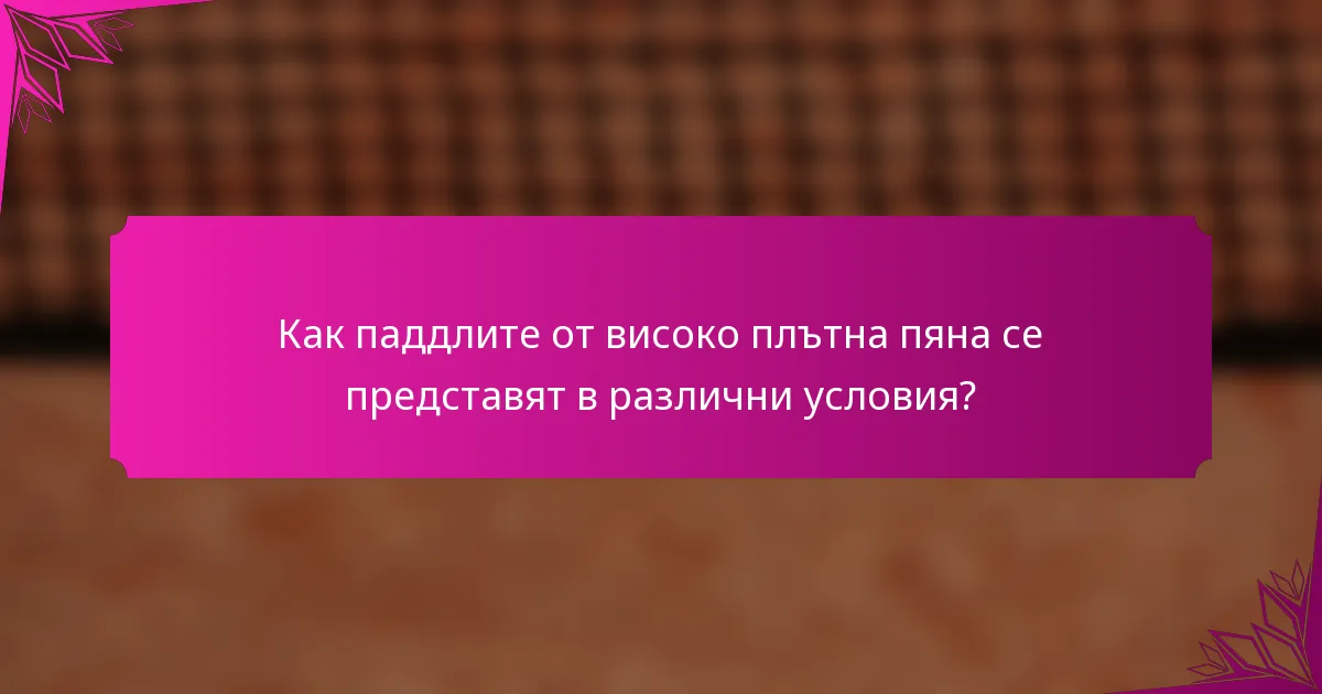 Как паддлитe от високо плътна пяна се представят в различни условия?