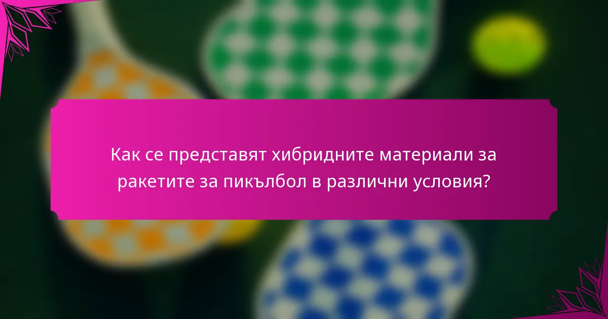 Как се представят хибридните материали за ракетите за пикълбол в различни условия?