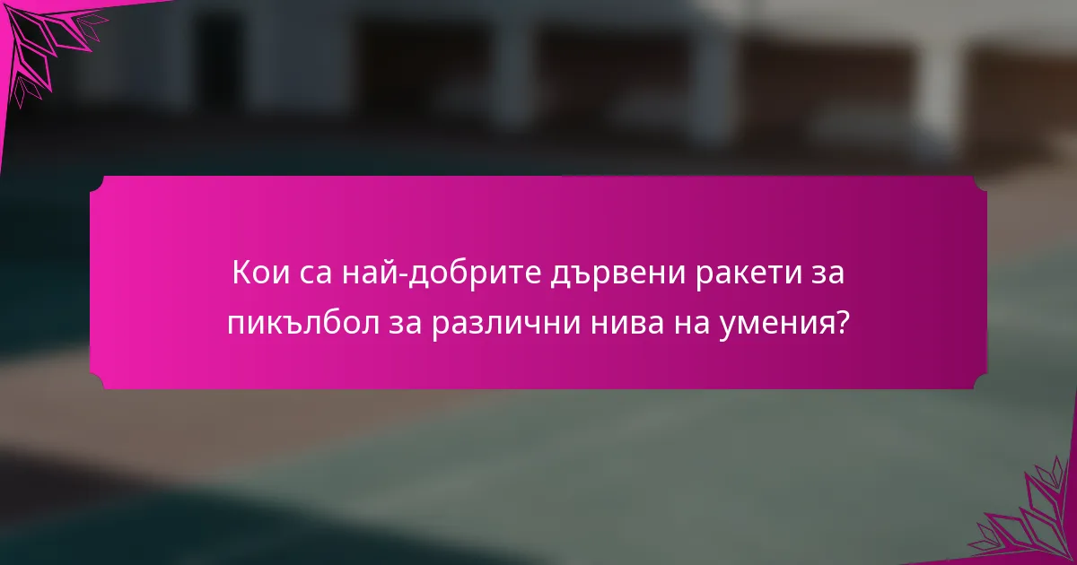 Кои са най-добрите дървени ракети за пикълбол за различни нива на умения?