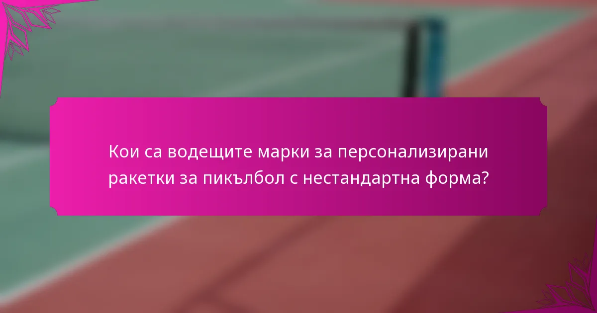 Кои са водещите марки за персонализирани ракетки за пикълбол с нестандартна форма?