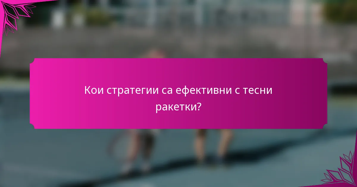 Кои стратегии са ефективни с тесни ракетки?